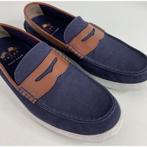 Cole Haan Mens Penny Loafer Sneaker Shoes Size 10.5M Canvas Navy 6361 - Picture 9 of 9